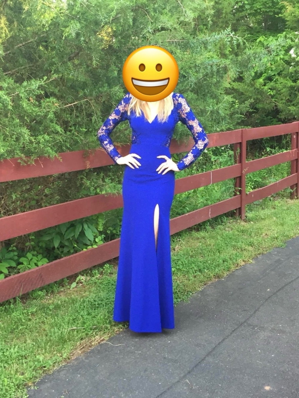 Lulu’s “Falling in Love” Royal Blue Lace-Up Backless Maxi Dress